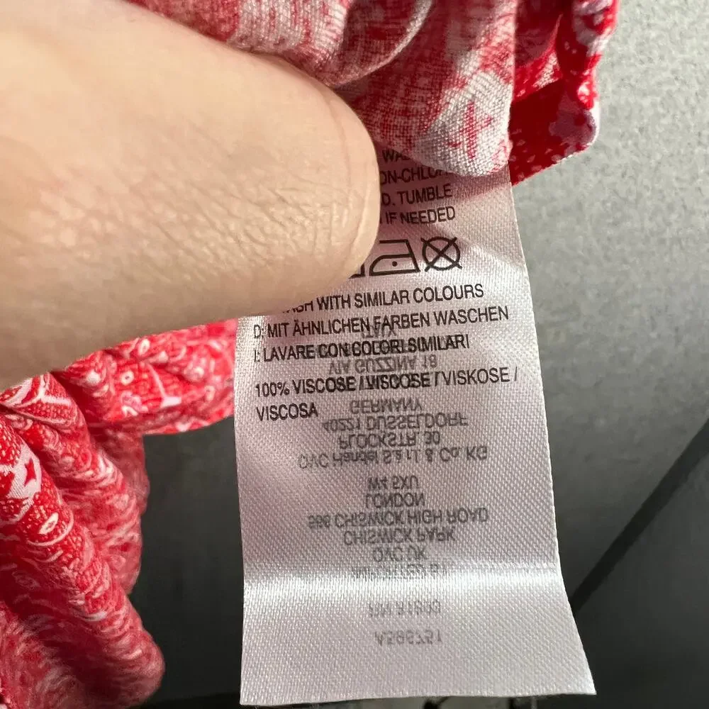 Destination 365 Printed Short-Sleeve Midi Dress with Smo Red Abstract XL